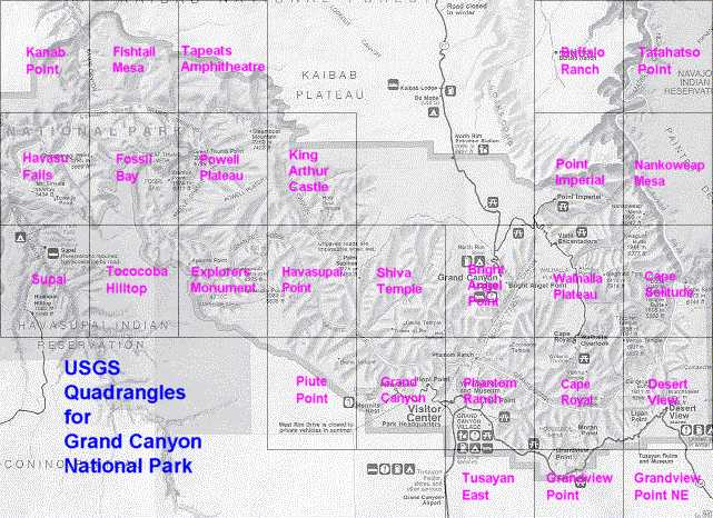 USGS Grand Canyon Quad Index